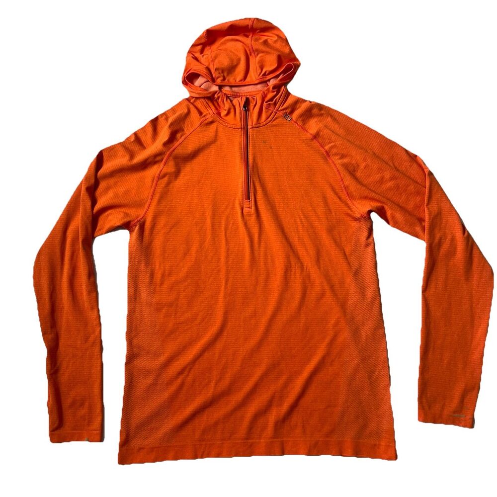 Lululemon Hoodie Mens Size M 1/2 1/4 Zip Metal Vent Tech Hoodie Orange Workout